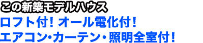 この新築モデルハウス　ロフト付・オール電化付・エアコン・カーテン・照明全室付が